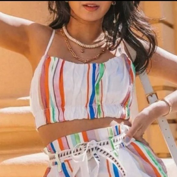 Lemlem x H&M collection crop top with side-zip - Picture 1 of 4
